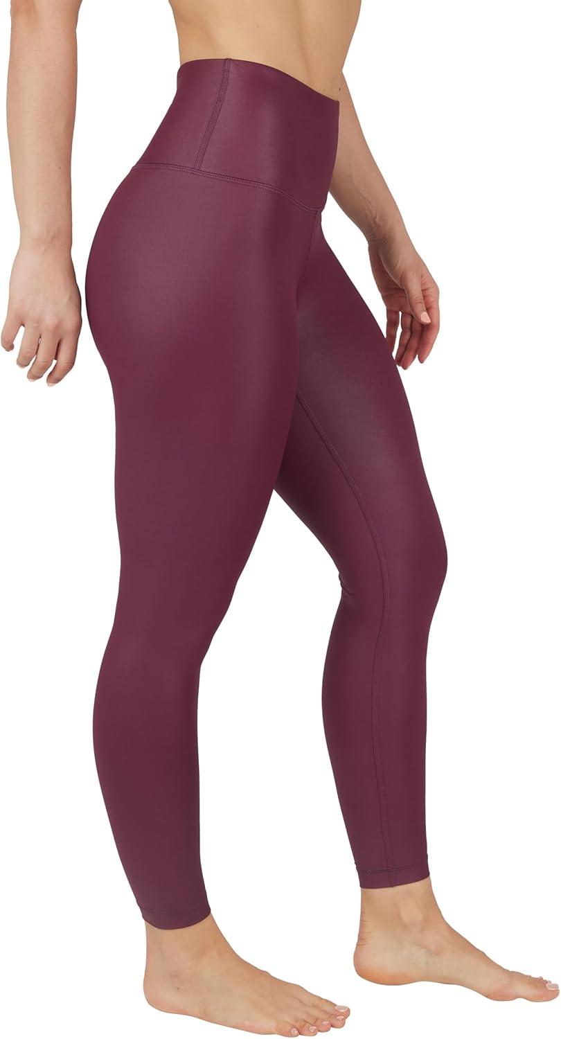 image90 Degree By Reflex Womens High Waist High Shine Faux Leather Ankle LeggingsPort Royale