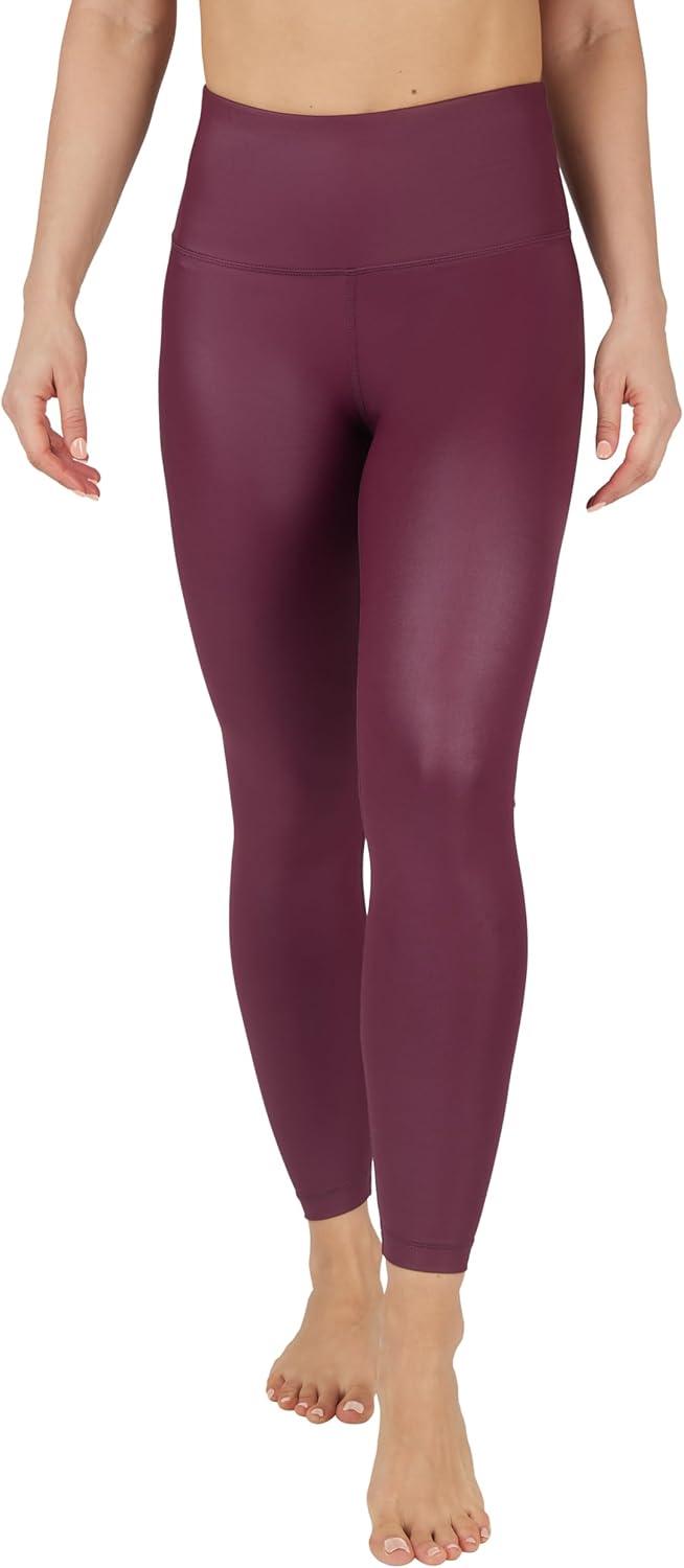 image90 Degree By Reflex Womens High Waist High Shine Faux Leather Ankle LeggingsPort Royale