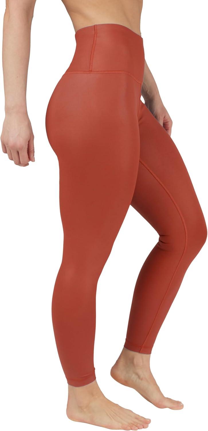image90 Degree By Reflex Womens High Waist High Shine Faux Leather Ankle LeggingsRooibos Tea