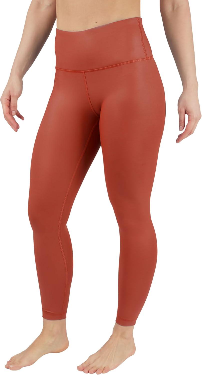 image90 Degree By Reflex Womens High Waist High Shine Faux Leather Ankle LeggingsRooibos Tea