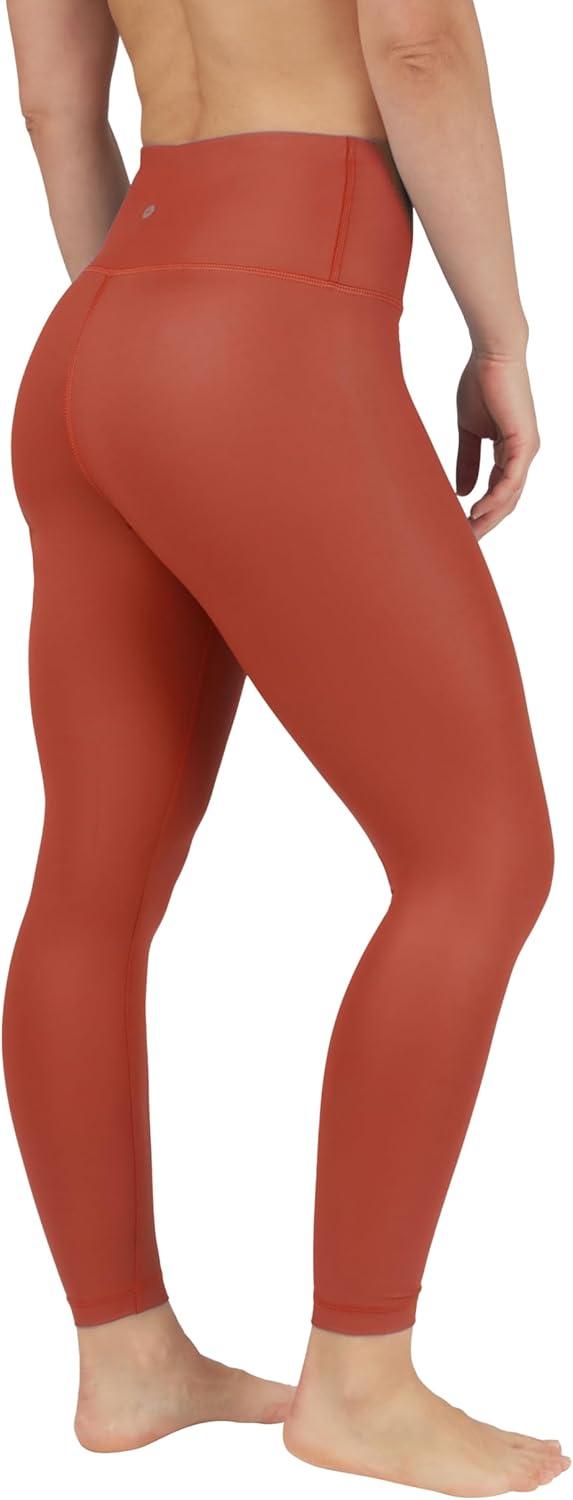 image90 Degree By Reflex Womens High Waist High Shine Faux Leather Ankle LeggingsRooibos Tea