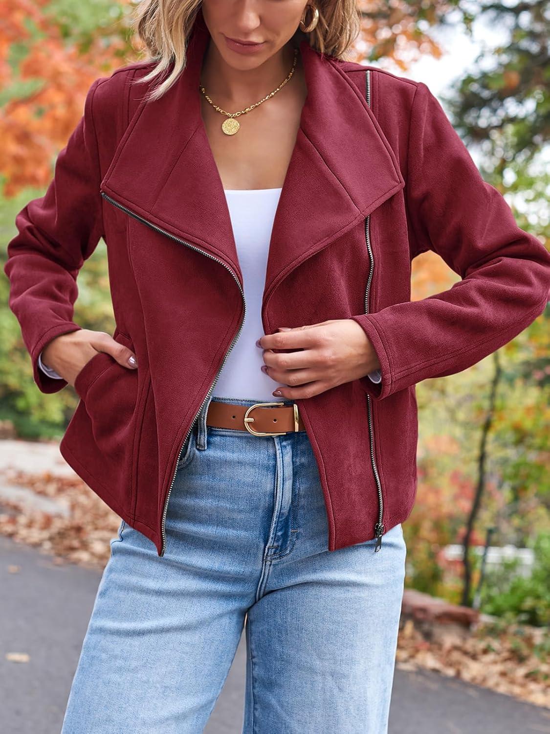 imageAUTOMET Womens Faux Suede Leather Jacket Cropped Open Front Coat for Fall Winter Spring Cardigan StyleWinered