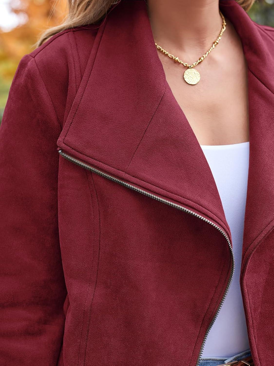 imageAUTOMET Womens Faux Suede Leather Jacket Cropped Open Front Coat for Fall Winter Spring Cardigan StyleWinered