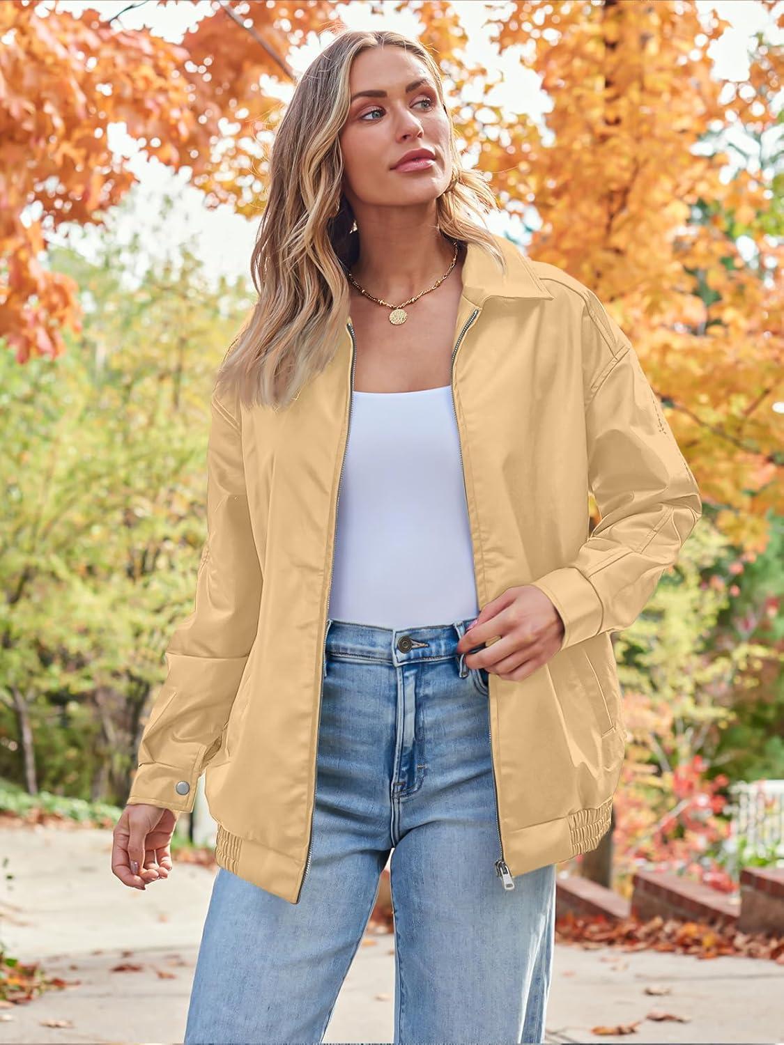imageAUTOMET Womens Oversized Faux Leather Jacket Fall Motorcycle Style Coat with Zipper ClosureKhaki