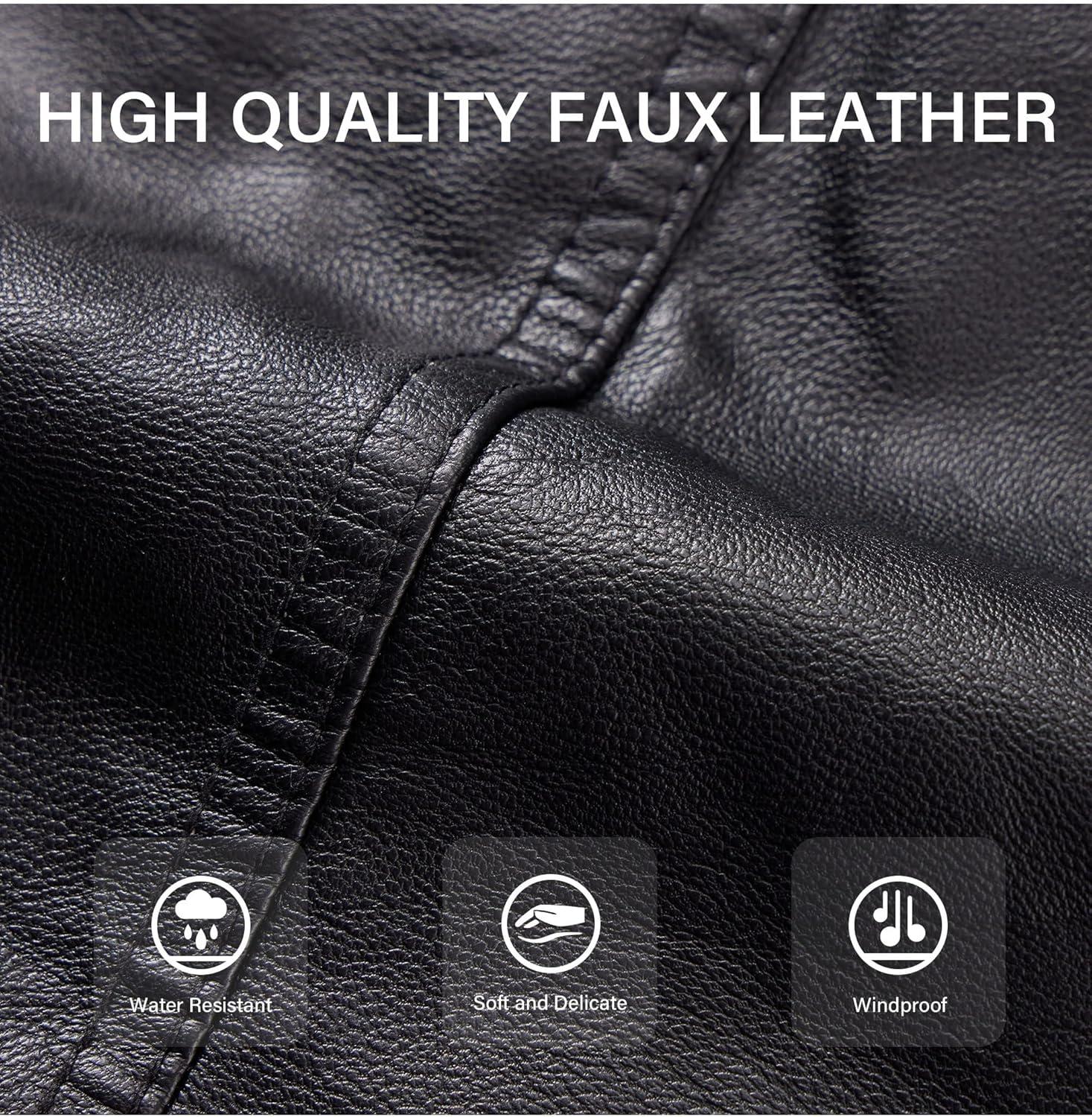 imageBellivera Womens Faux Leather Jacket Moto Biker SherpaLined Coat with Removable Fur CollarBlackgray
