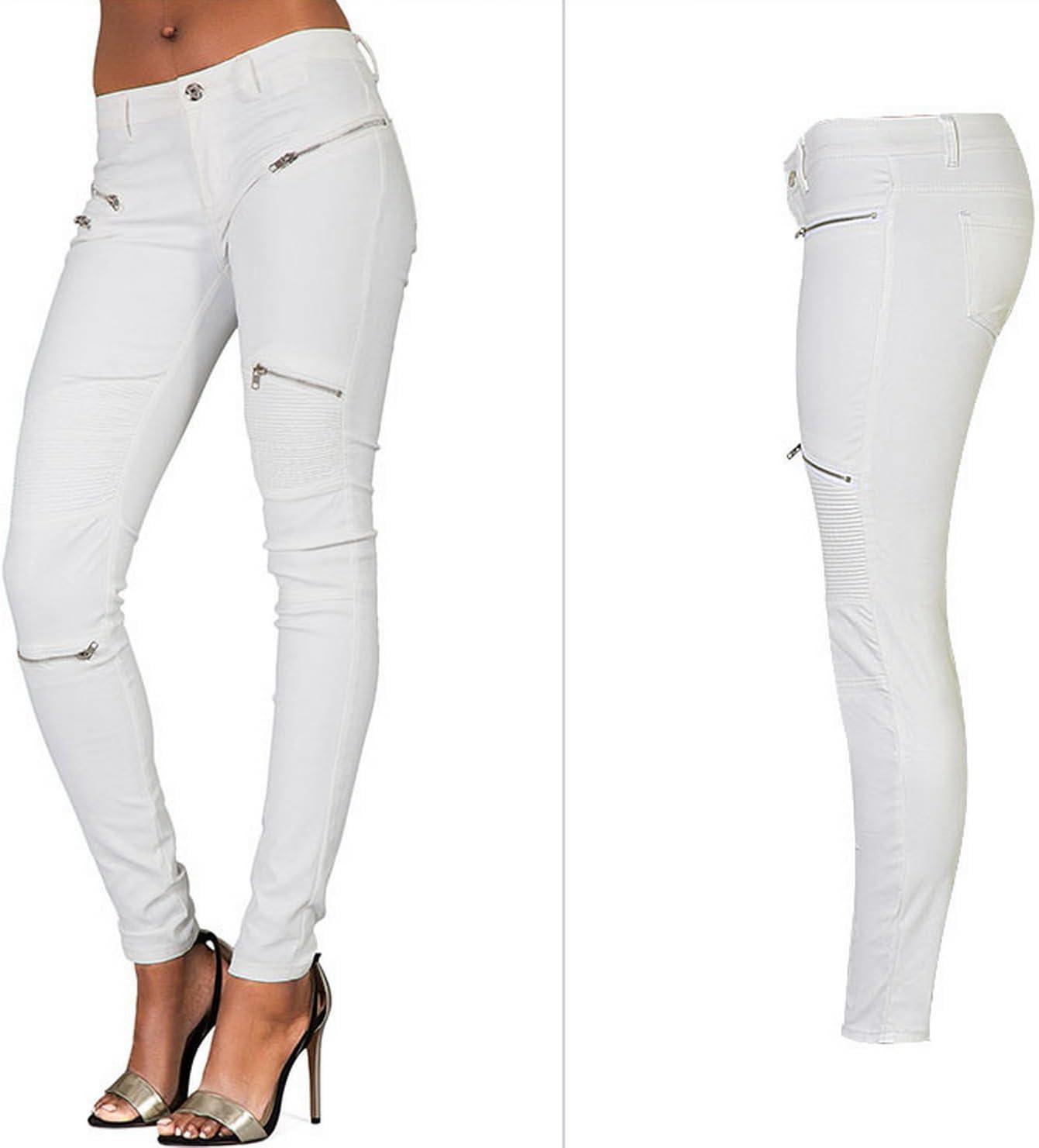 imageBlack Pants PU Leather Coated Denim Pants for Women Sexy Tight Stretchy Rider LeggingsWhite