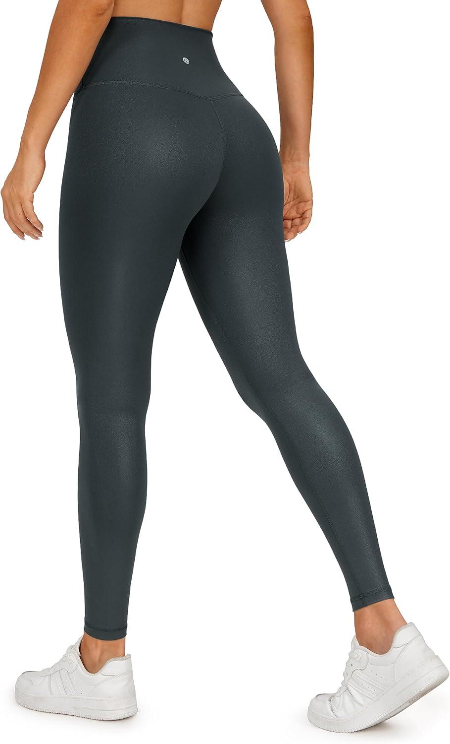 imageCRZ YOGA Matte Faux Leather Leggings 28 Butterluxe High Waisted Stretch Ankle Womens Leather Pants Pleather TightsMelanite Classic