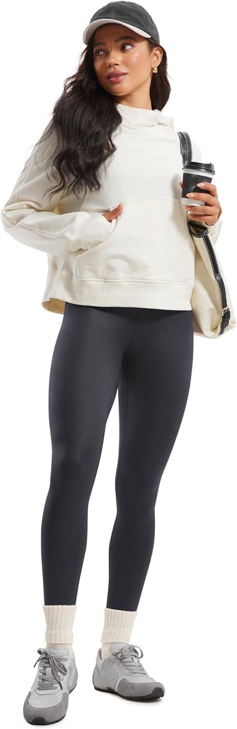 imageCRZ YOGA Matte Faux Leather Leggings 28 Butterluxe High Waisted Stretch Ankle Womens Leather Pants Pleather TightsMysterious Grey Foil Pattern