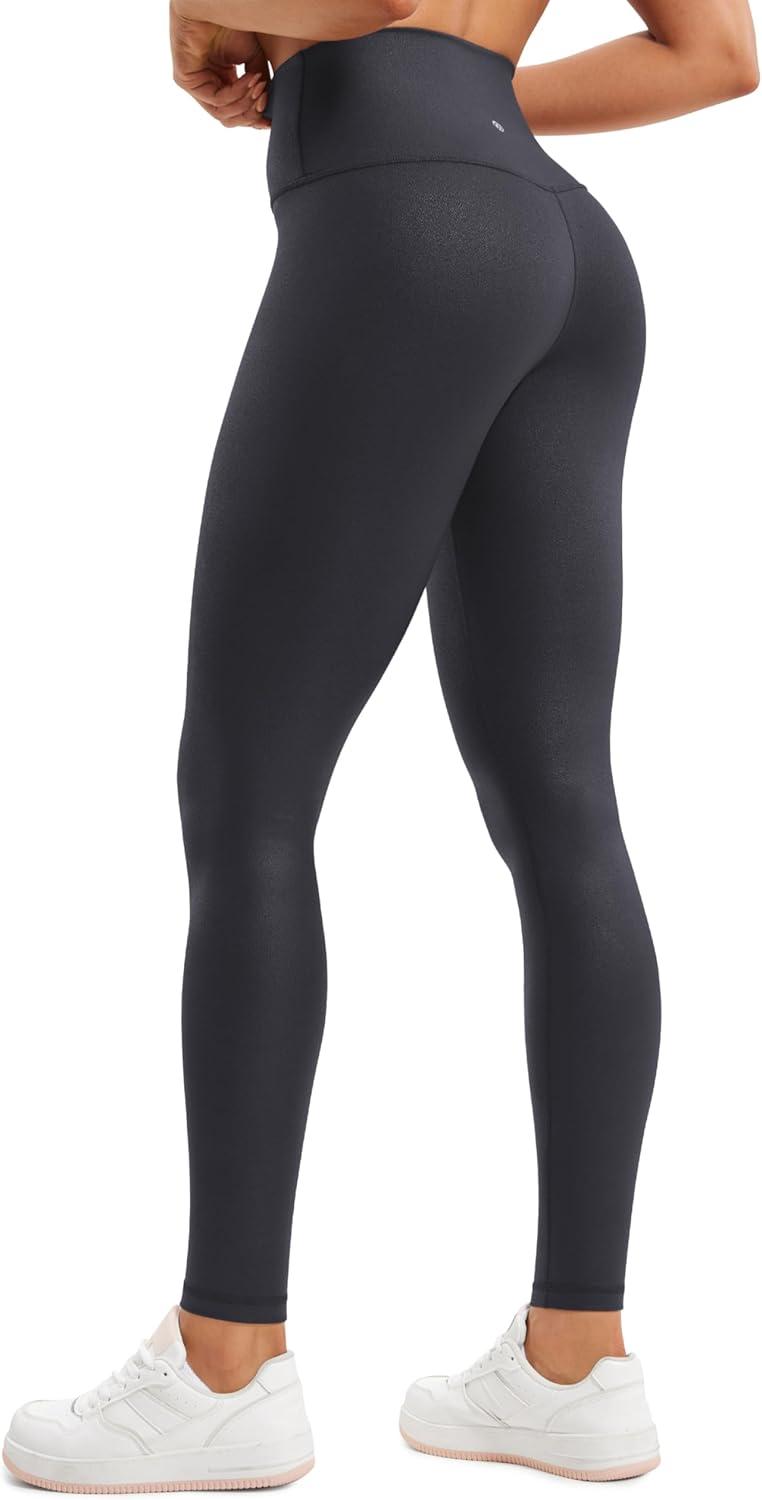 imageCRZ YOGA Matte Faux Leather Leggings 28 Butterluxe High Waisted Stretch Ankle Womens Leather Pants Pleather TightsMysterious Grey Foil Pattern