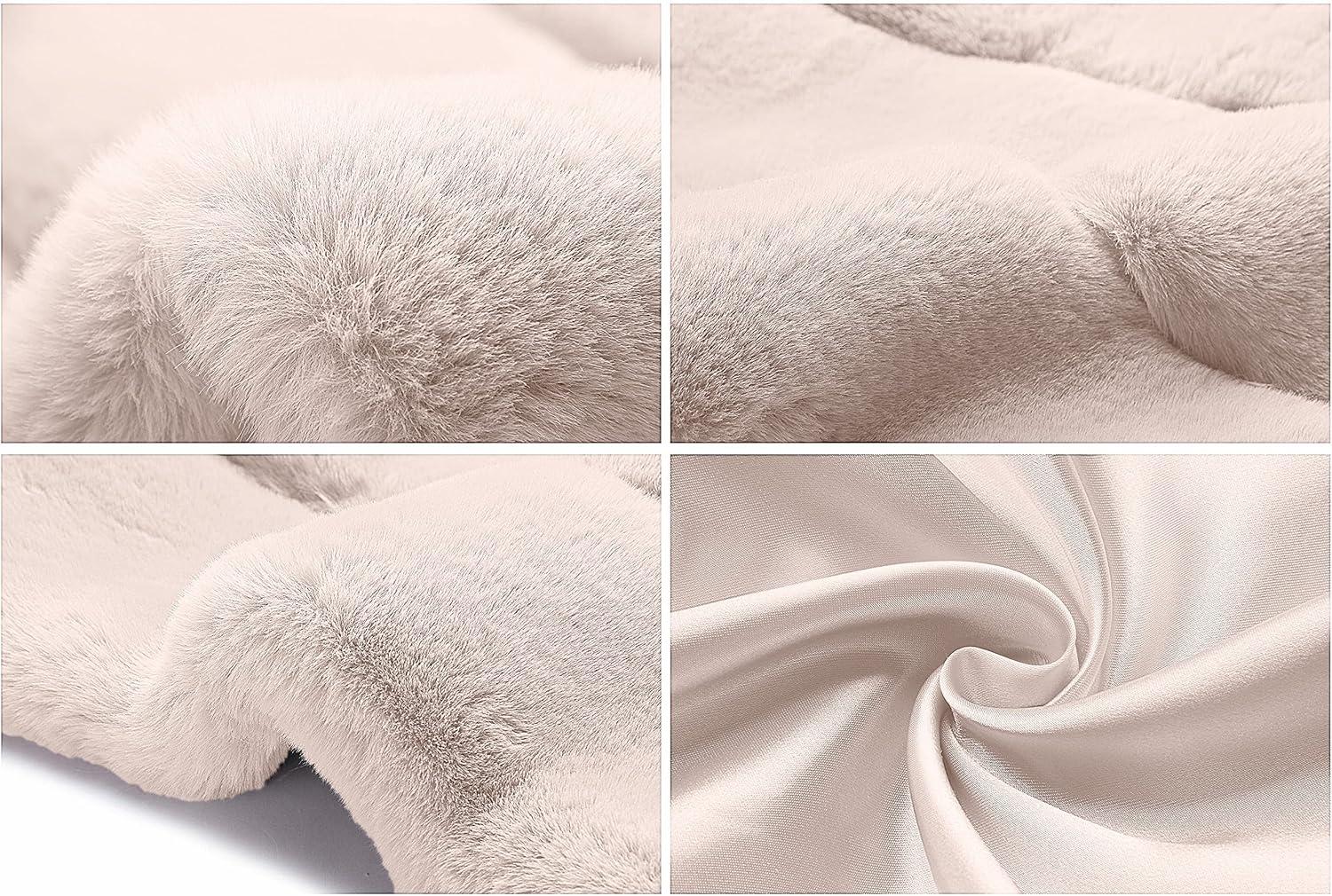 imageCaracilia Women Luxury Faux Fur Coat Jackets Wrap Cape Shawl for Wedding PartyBeige
