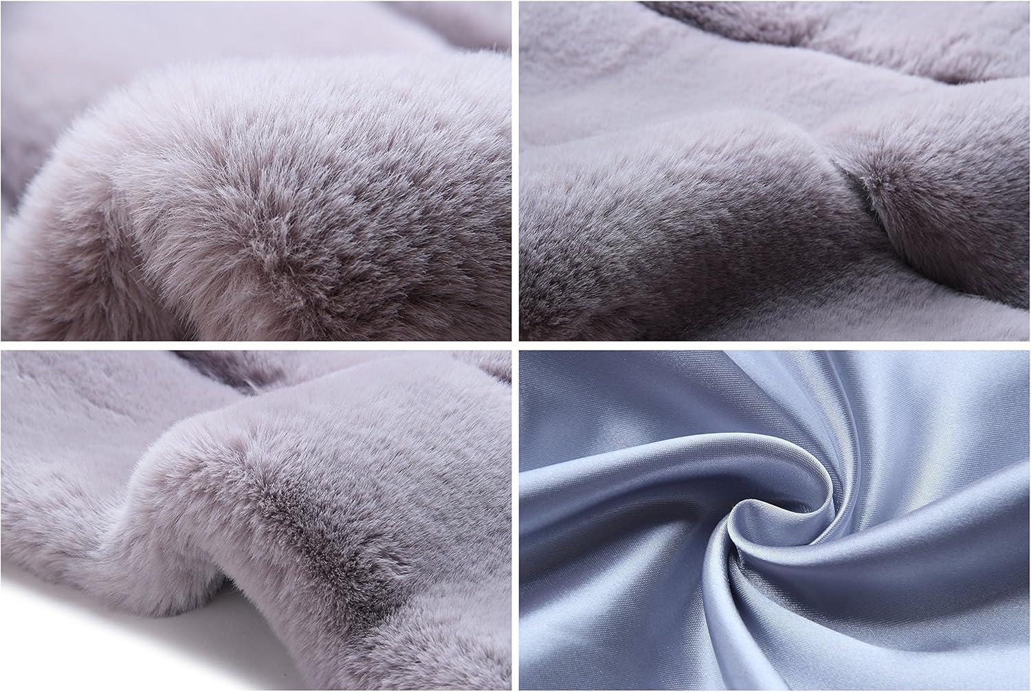imageCaracilia Women Luxury Faux Fur Coat Jackets Wrap Cape Shawl for Wedding PartyLight Gray