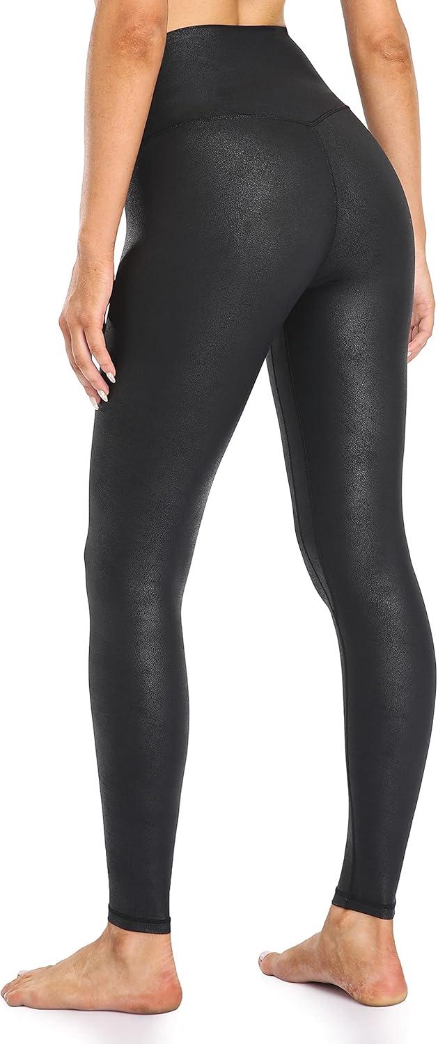 imageColorfulkoala Womens High Waisted Matte Faux Leather Leggings Full Length Yoga PantsBlack