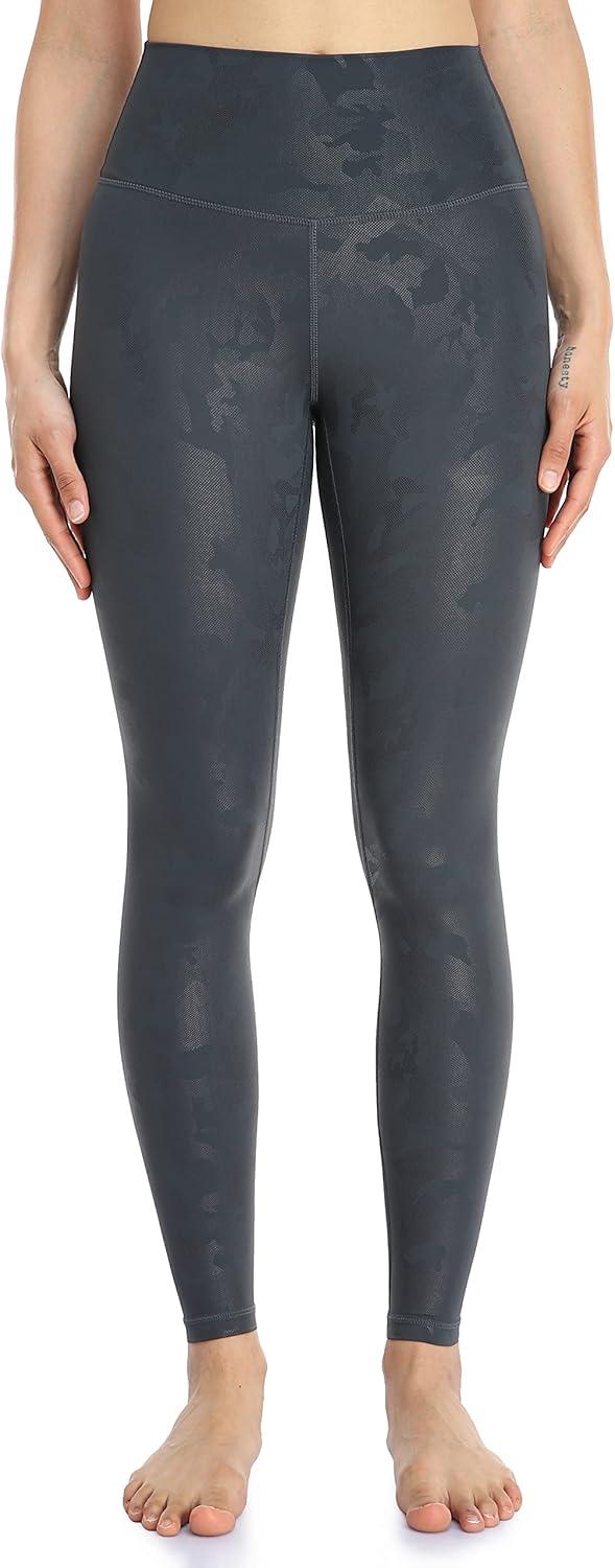imageColorfulkoala Womens High Waisted Matte Faux Leather Leggings Full Length Yoga PantsBlack Camo