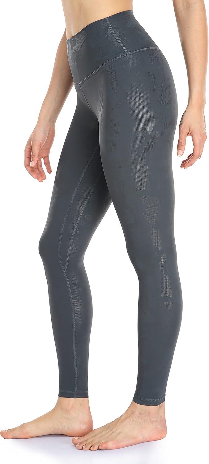 imageColorfulkoala Womens High Waisted Matte Faux Leather Leggings Full Length Yoga PantsBlack Camo