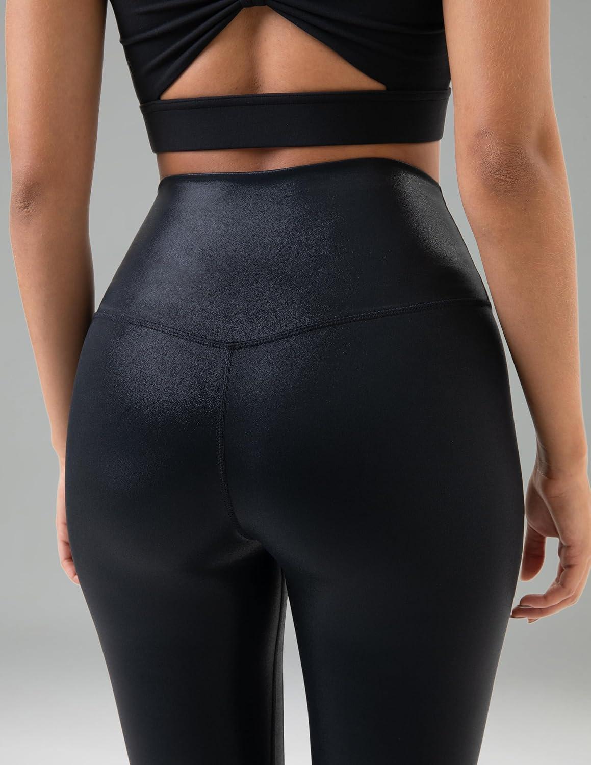 imageColorfulkoala Womens High Waisted Matte Faux Leather Leggings Full Length Yoga PantsGlossy Black