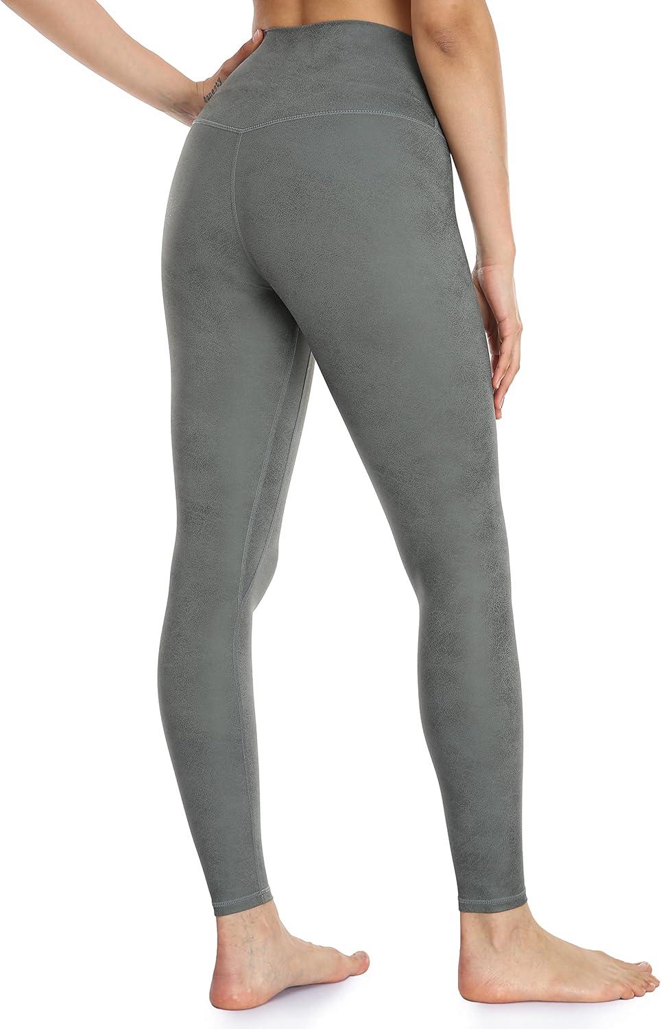 imageColorfulkoala Womens High Waisted Matte Faux Leather Leggings Full Length Yoga PantsGrey Sage