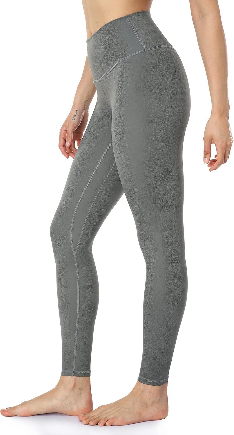 imageColorfulkoala Womens High Waisted Matte Faux Leather Leggings Full Length Yoga PantsGrey Sage