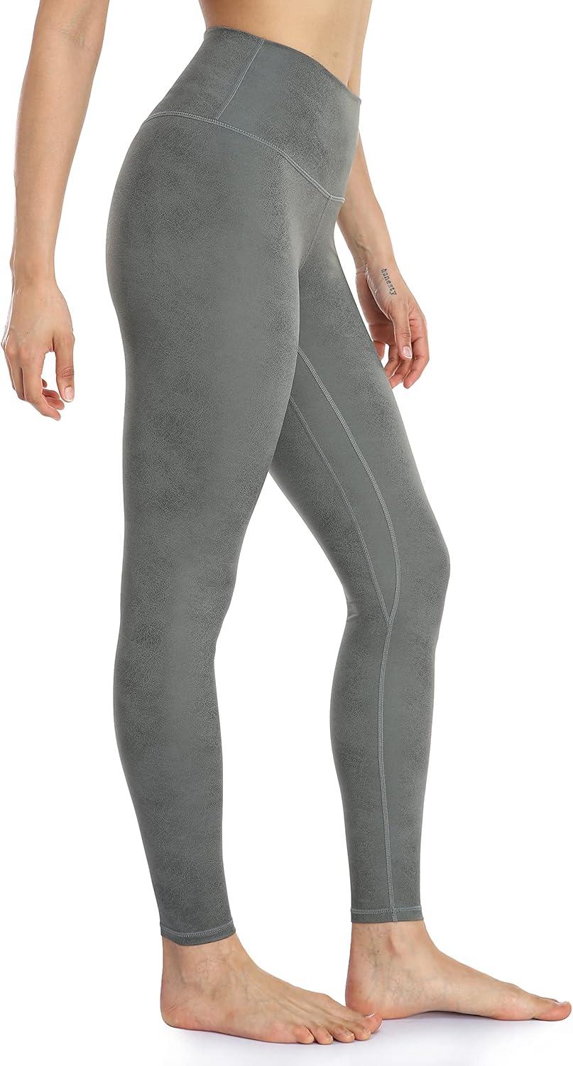 imageColorfulkoala Womens High Waisted Matte Faux Leather Leggings Full Length Yoga PantsGrey Sage