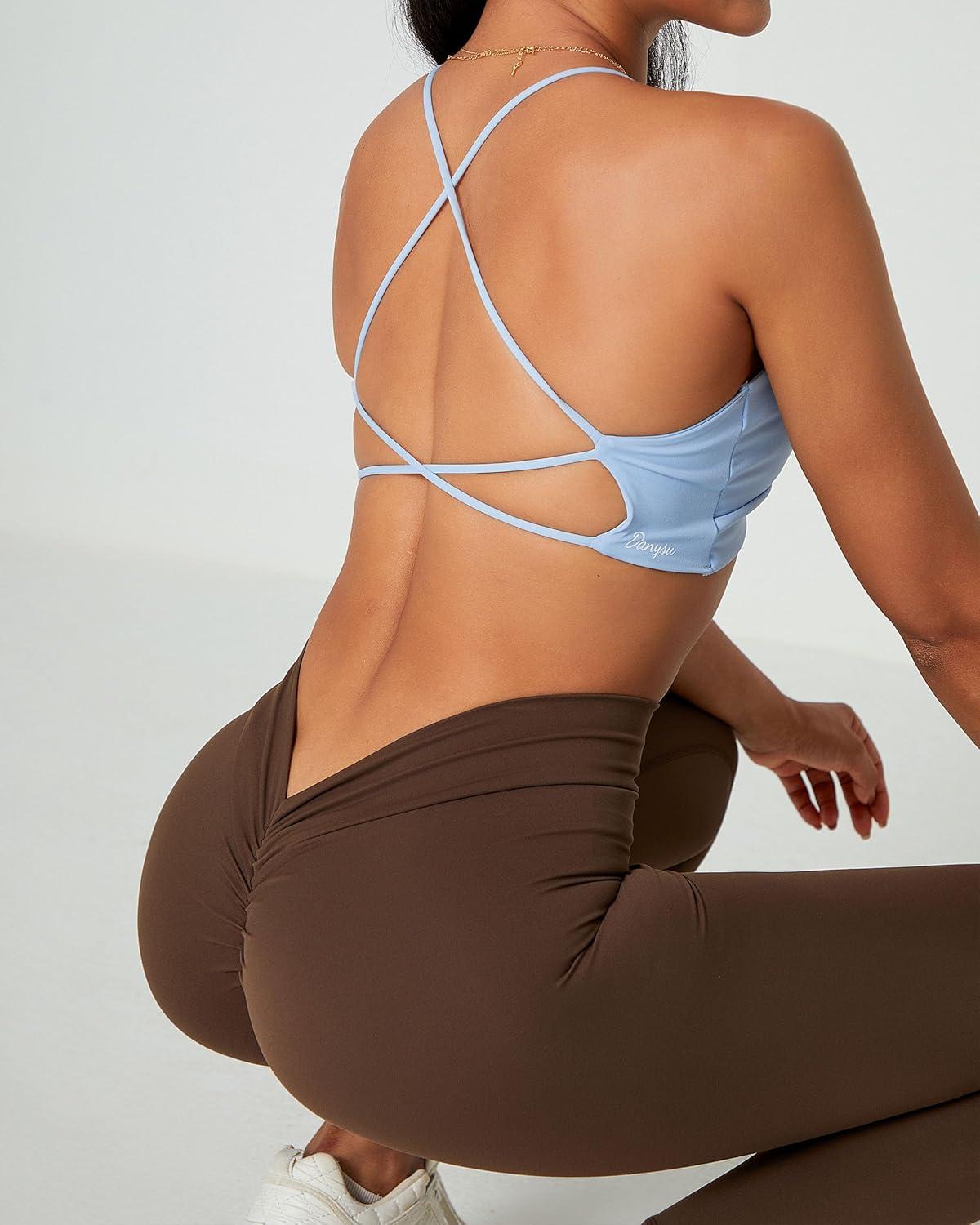 imageDanysu V Back Scrunch Butt Leggings for Women Soft High Waisted Booty Tights Workout Gym Yoga Pants1brownie Cake