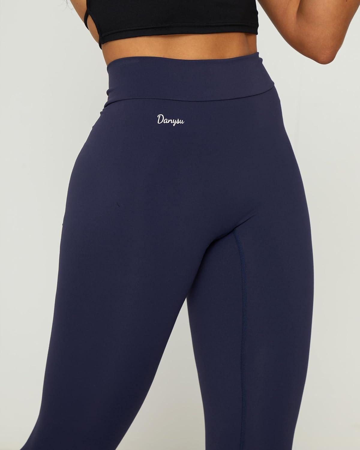 imageDanysu V Back Scrunch Butt Leggings for Women Soft High Waisted Booty Tights Workout Gym Yoga Pants1navy Blue