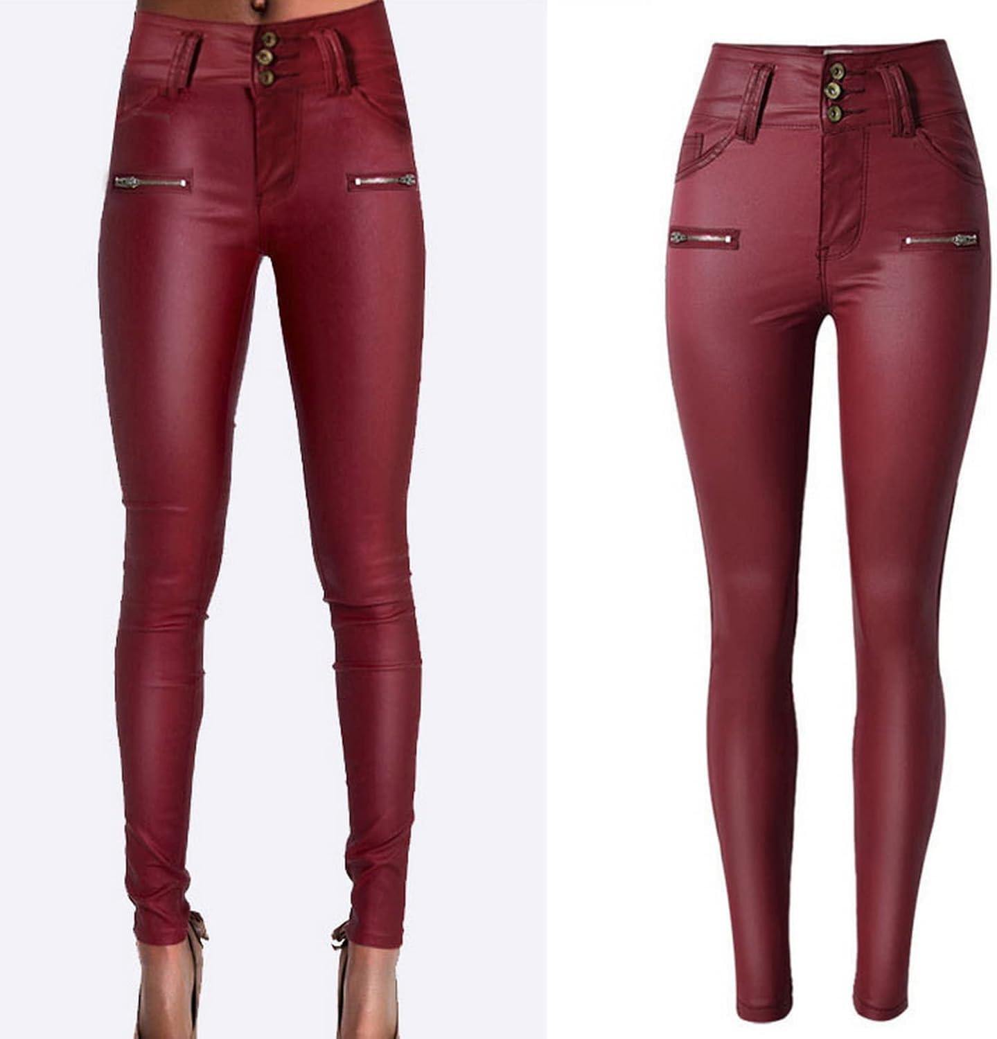 imageFaringoto Womens Pu Faux Leather Pants Slim Leggings Variety of Styles with Pockets057