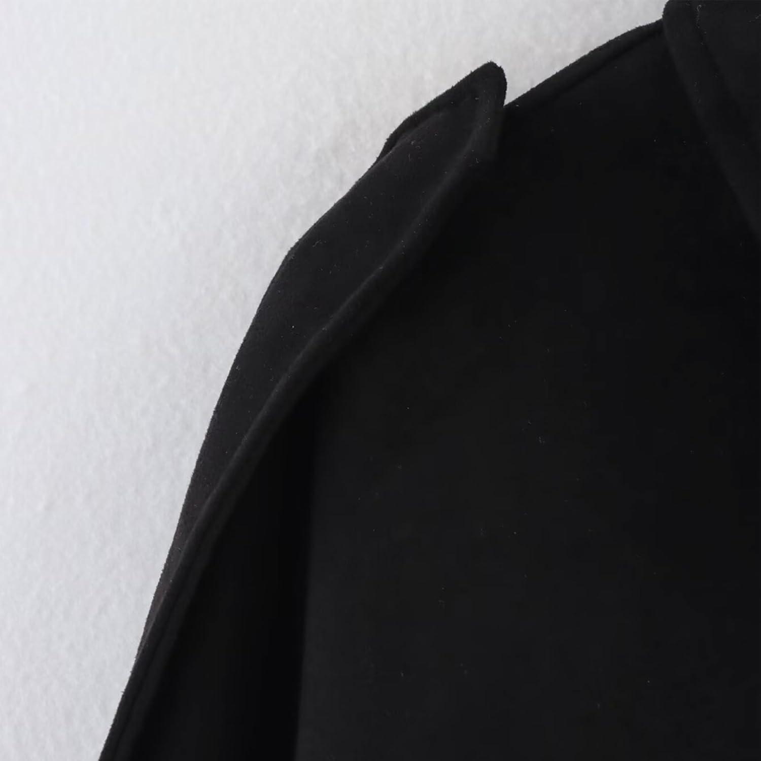 imageFaux Suede Jacket Women Oversized Long Sleeve Zip Up Epaulet Bomber Leather Jackets Oversized Casual CoatBlack