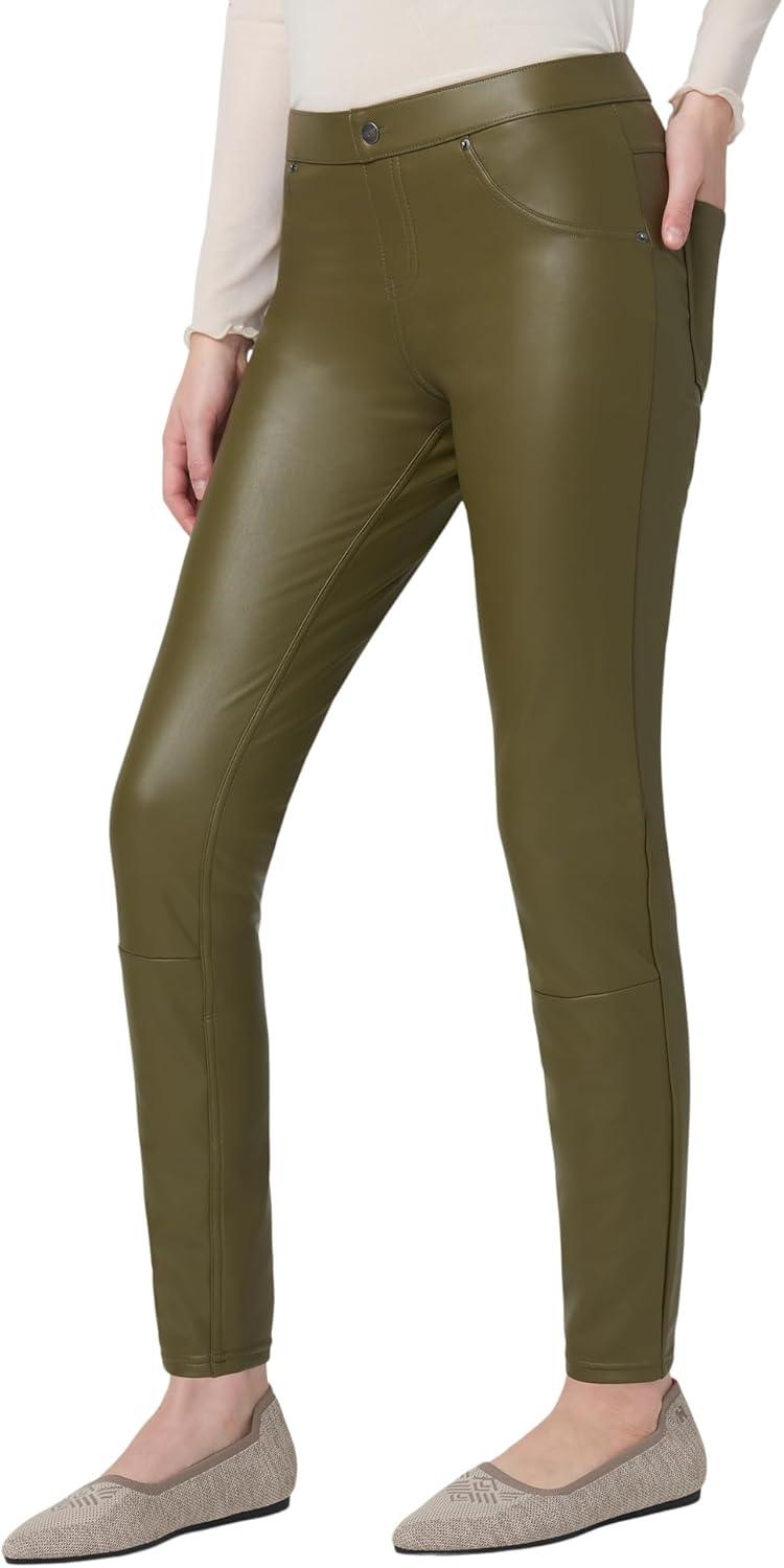 imageHUE Womens Faux Leather LeggingsDark Olive