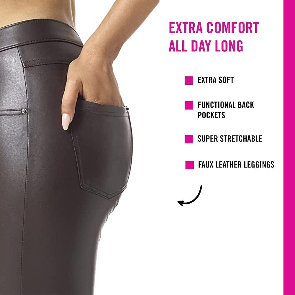 imageHUE Womens Faux Leather LeggingsEspresso
