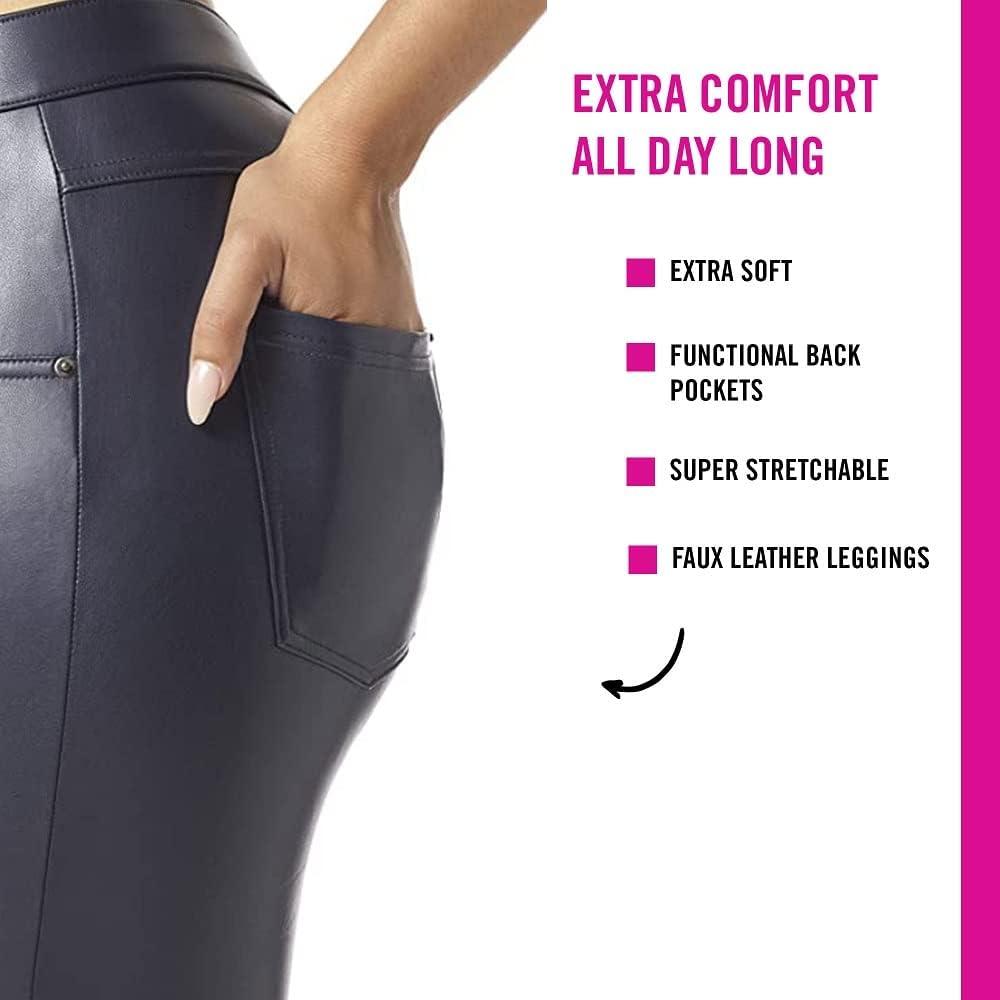 imageHUE Womens Faux Leather LeggingsNavy