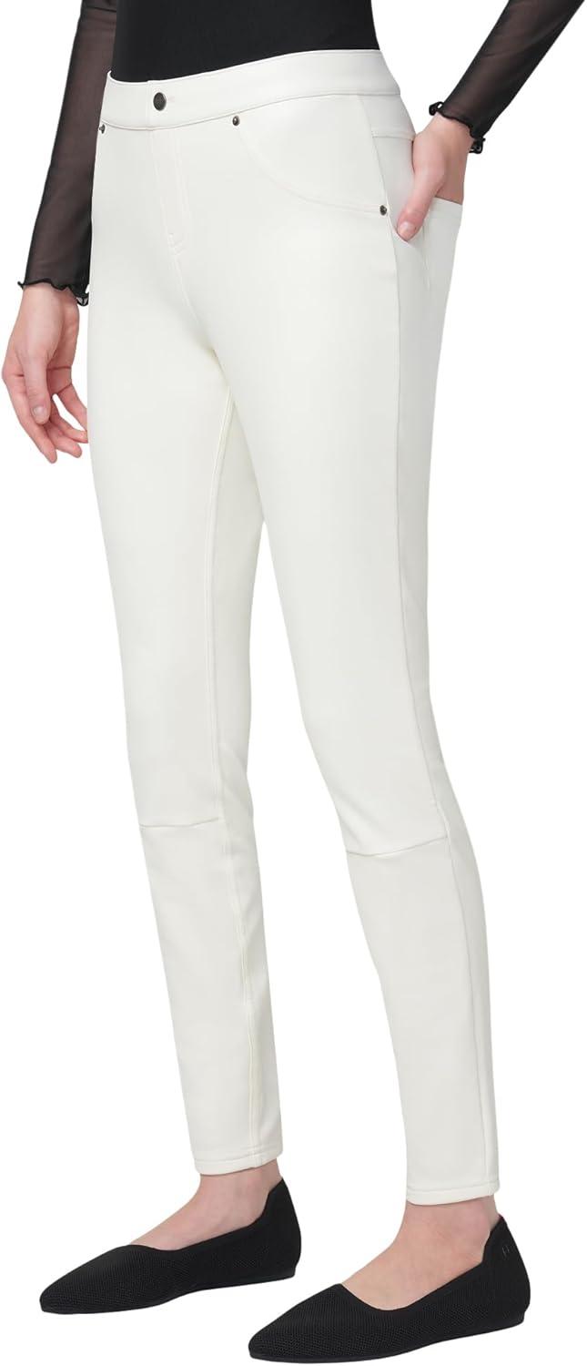 imageHUE Womens Faux Leather LeggingsStar White