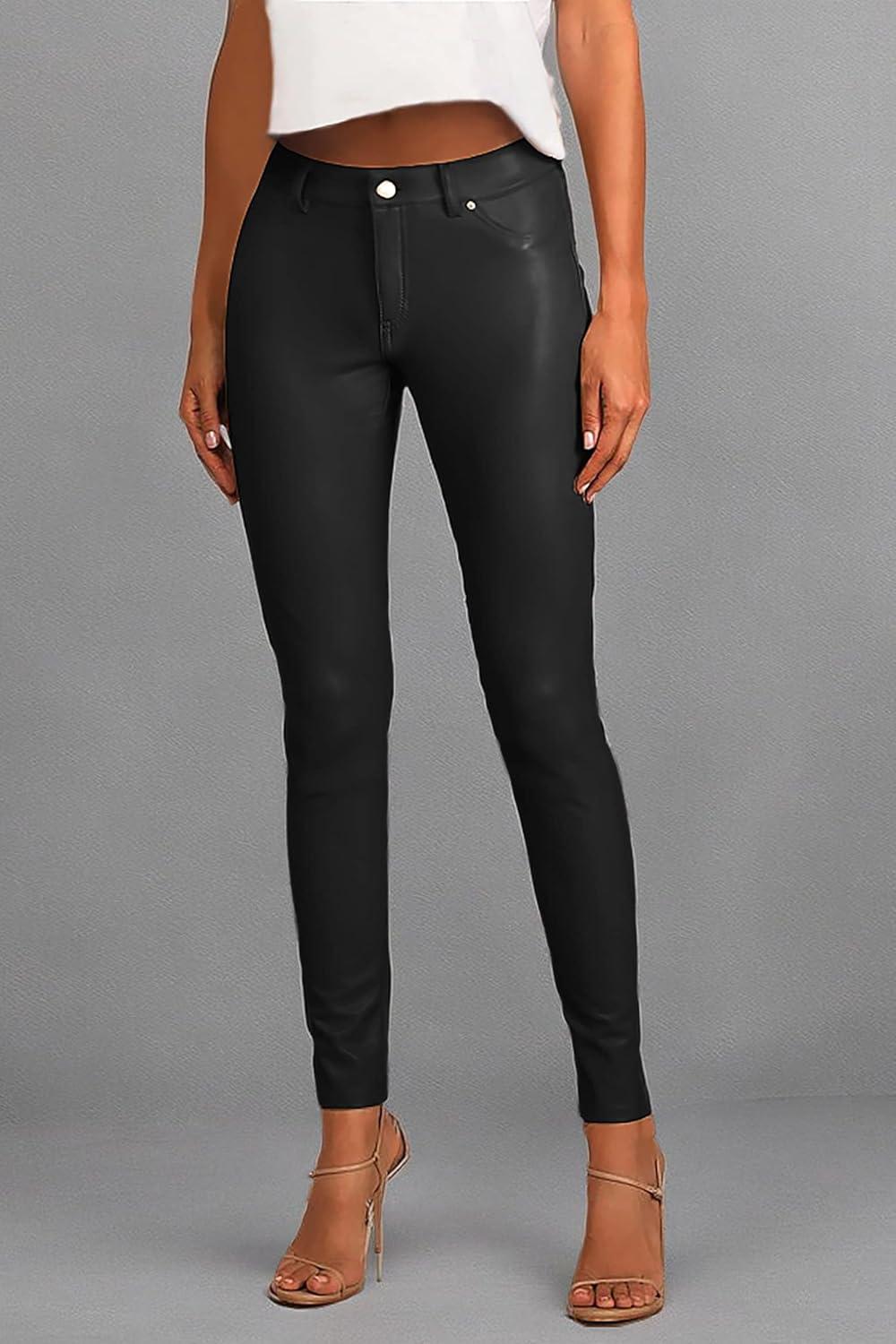 imageHybrid amp Company Womens Skinny Stretch Fashion Casual Coated PantsBlack