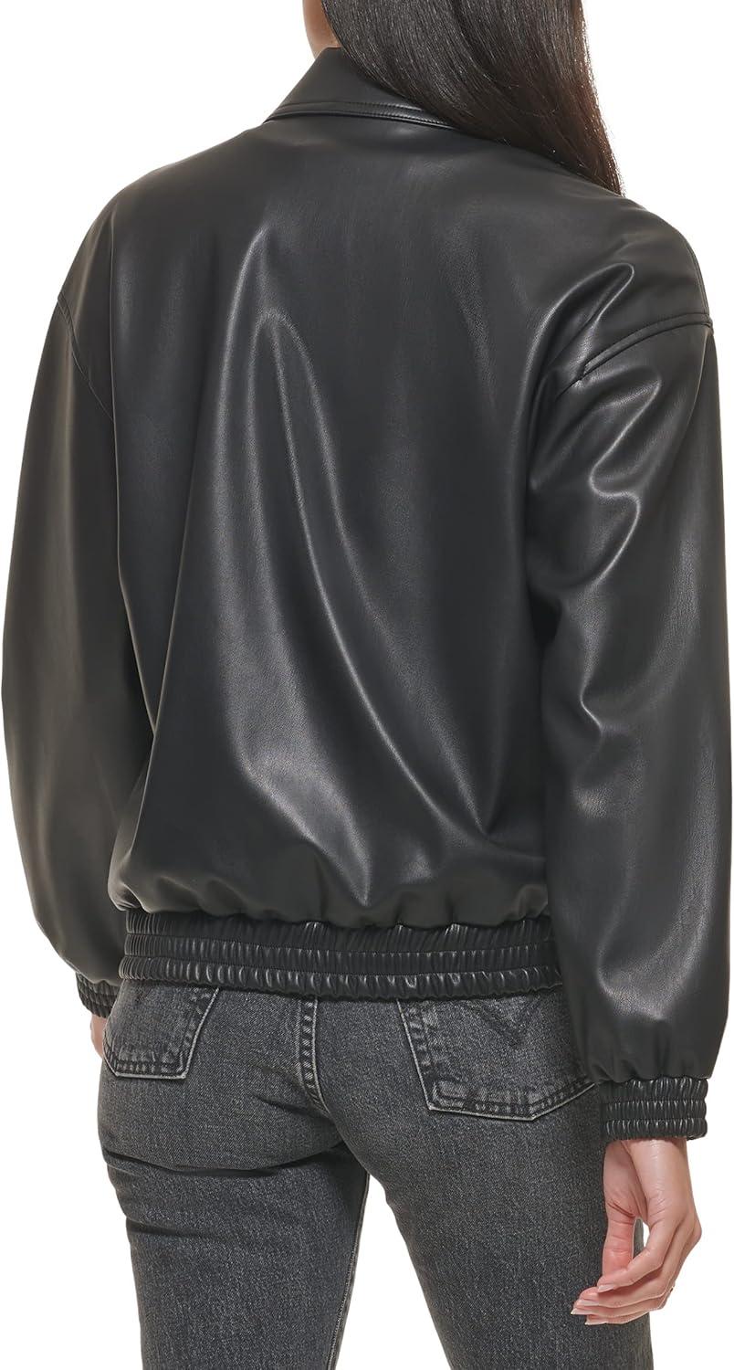 imageLevis womens Levis Womens Faux Leather Lightweight Dad Bomber JacketBlack