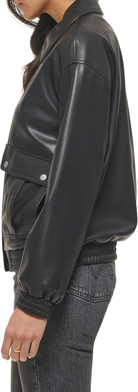 imageLevis womens Levis Womens Faux Leather Lightweight Dad Bomber JacketBlack