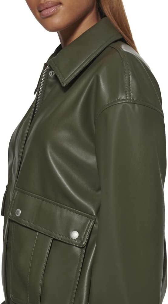 imageLevis womens Levis Womens Faux Leather Lightweight Dad Bomber JacketForest