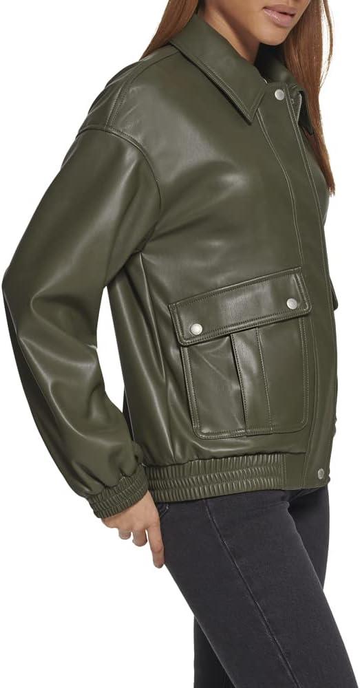 imageLevis womens Levis Womens Faux Leather Lightweight Dad Bomber JacketForest
