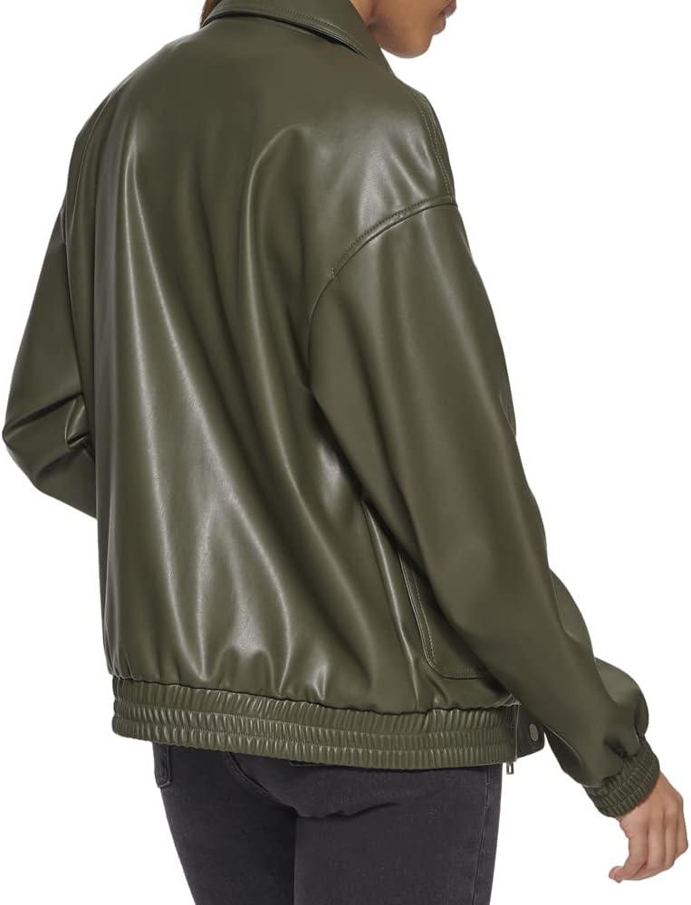 imageLevis womens Levis Womens Faux Leather Lightweight Dad Bomber JacketForest