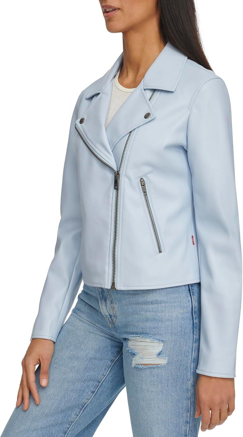 imageLevis womens Smooth Faux Leather Moto Standard and Plus SizesDusty Blue