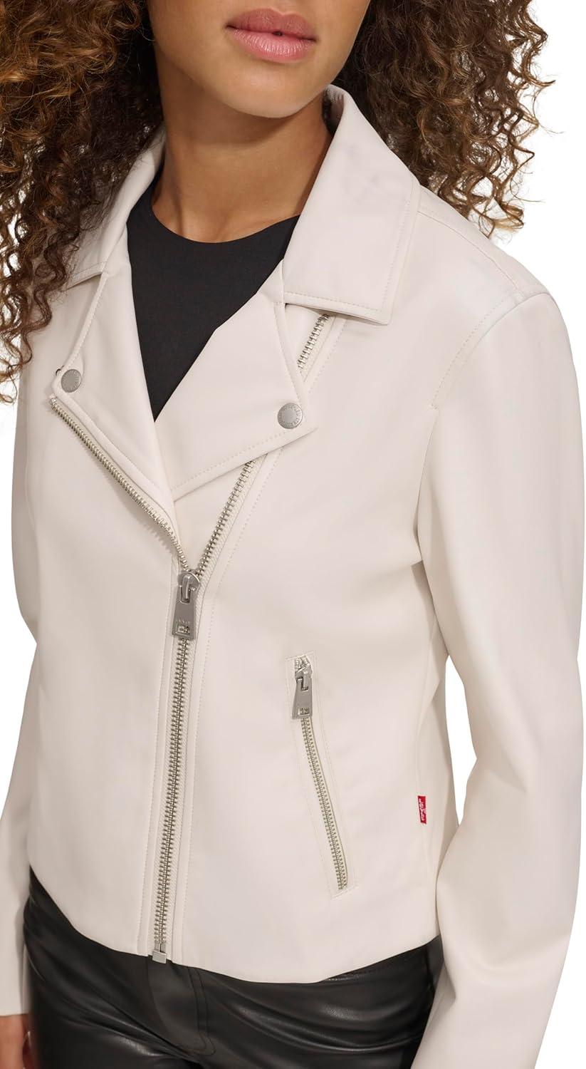 imageLevis womens Smooth Faux Leather Moto Standard and Plus SizesOyster