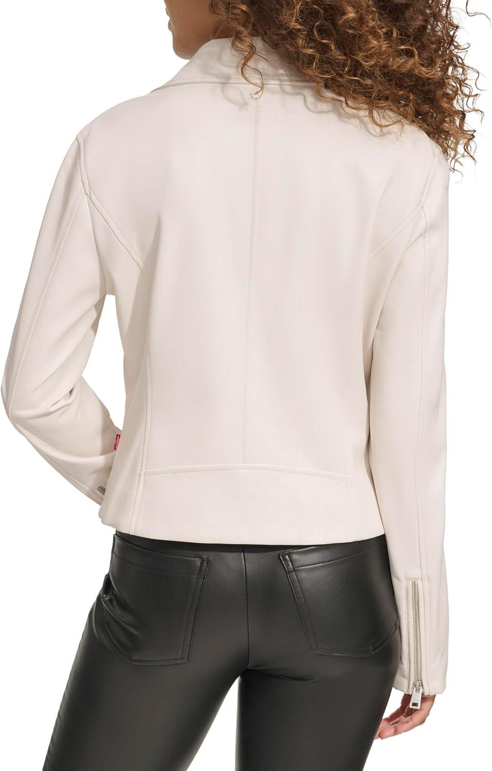 imageLevis womens Smooth Faux Leather Moto Standard and Plus SizesOyster