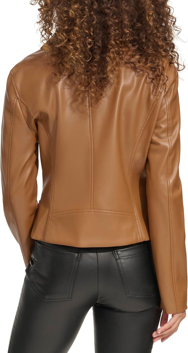 imageLevis womens Smooth Faux Leather Moto Standard and Plus SizesToffee