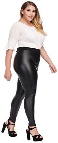 imageMCEDAR Womens Plus Size Faux Leather Leggings Girls High Waisted Sexy Skinny PantsBlack 5
