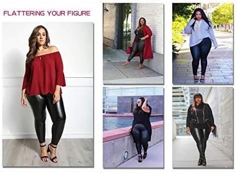 imageMCEDAR Womens Plus Size Faux Leather Leggings Girls High Waisted Sexy Skinny PantsBlack 5