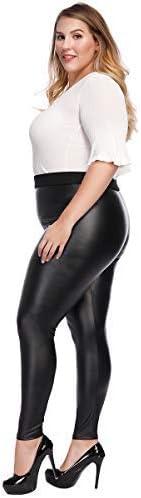 imageMCEDAR Womens Plus Size Faux Leather Leggings Girls High Waisted Sexy Skinny PantsBlack 5