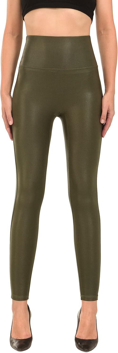 imageRUFIYO Faux Leather Leggings for Women High Waisted Leather Pants Pleather Leggings BrownOlive