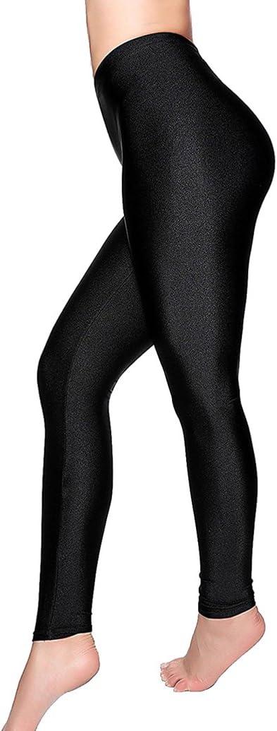 imageRomastory Womens Stretched Shiny Sports Leggings MidWaist Elastic Pants Shining Leggings TightsBlack