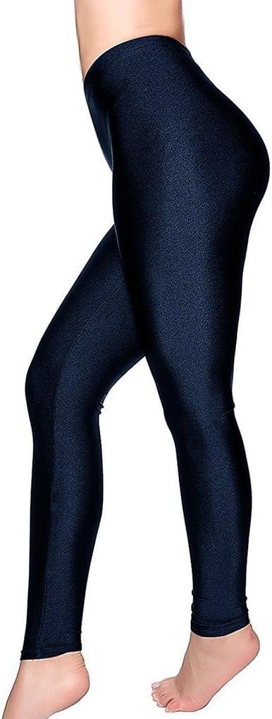 imageRomastory Womens Stretched Shiny Sports Leggings MidWaist Elastic Pants Shining Leggings TightsNavy Blue