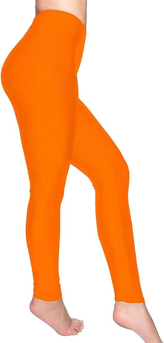 imageRomastory Womens Stretched Shiny Sports Leggings MidWaist Elastic Pants Shining Leggings TightsOrange