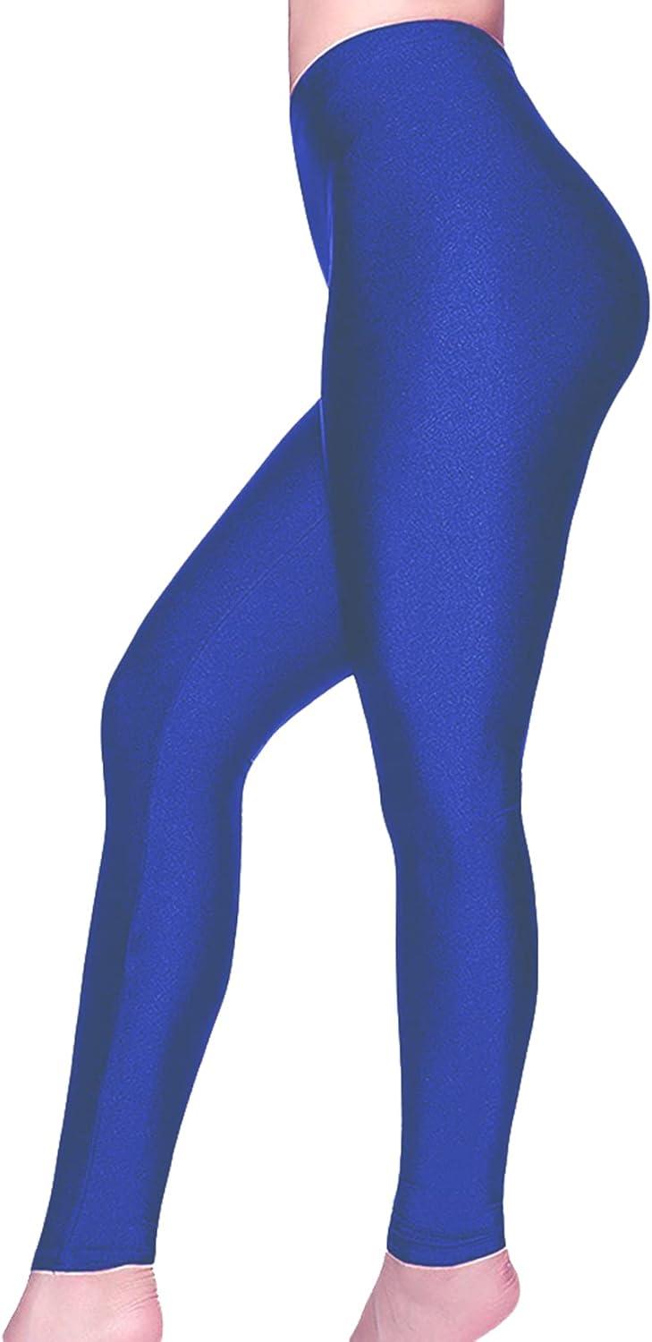 imageRomastory Womens Stretched Shiny Sports Leggings MidWaist Elastic Pants Shining Leggings TightsRoyal Blue