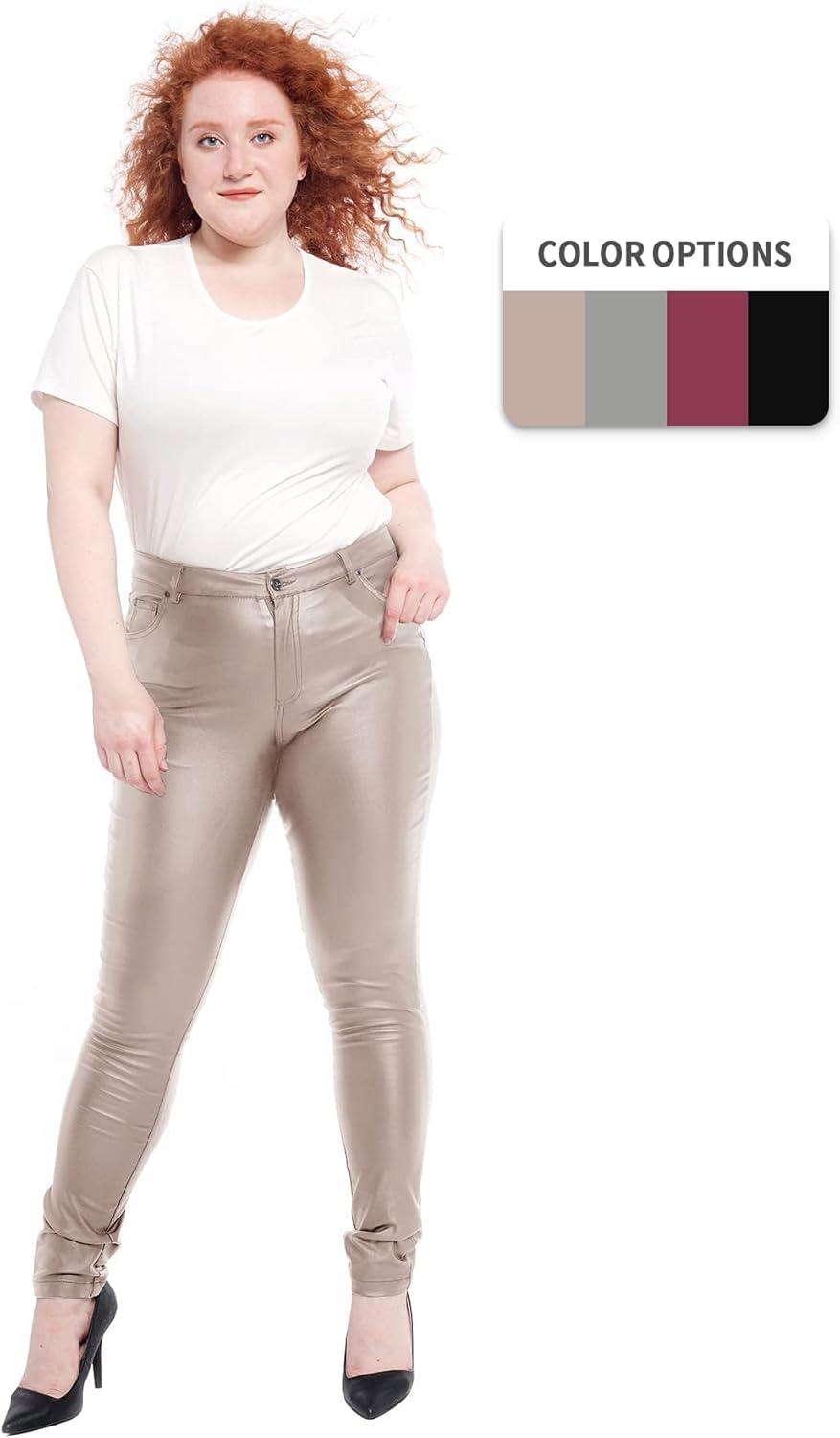 imageS P Y M Womens Stretchy Jeggings Faux Leather Legging Pants with Pockets Regular and Plus Size01Skinplus