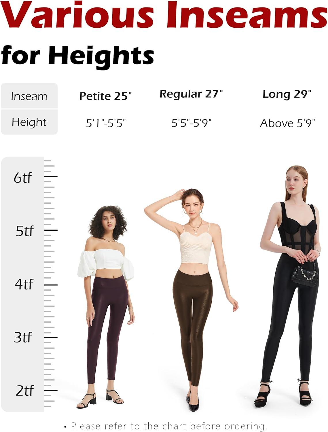 imageTapata Petite Womens 252729 Inseam Faux Leather Leggings High Waisted Pleather Yoga PantsBlack